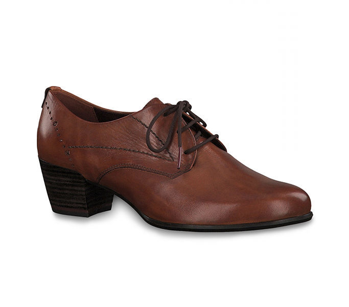 Tamaris Derby Donna In Pelle – Modello 1-1-23305-23, Colore 003, Tacco Piatto, Chiusura Stringata