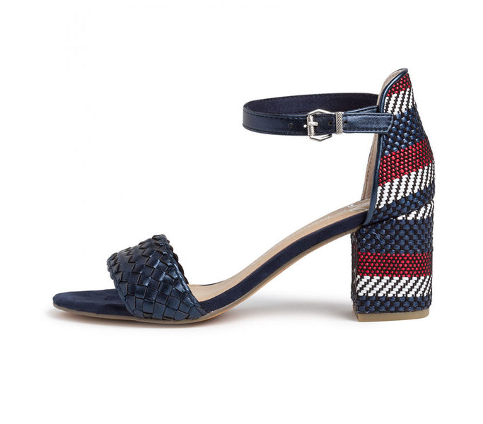 MARCO TOZZI Damen Riemchensandalen – Absatz 6,5 Cm, Obermaterial Textil, Bequemer Blockabsatz, Schuhweite Normal